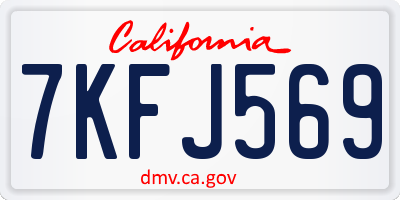 CA license plate 7KFJ569