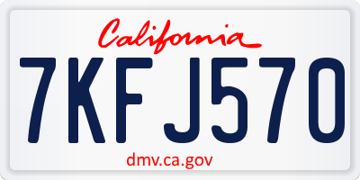 CA license plate 7KFJ570