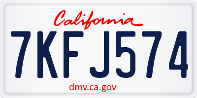 CA license plate 7KFJ574