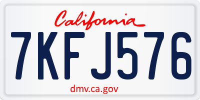 CA license plate 7KFJ576