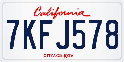 CA license plate 7KFJ578