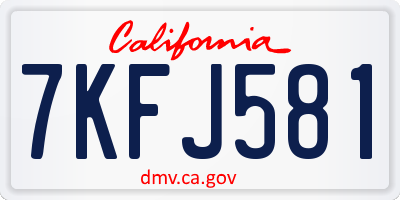 CA license plate 7KFJ581