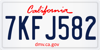 CA license plate 7KFJ582