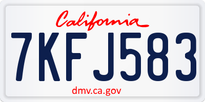 CA license plate 7KFJ583
