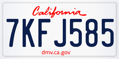 CA license plate 7KFJ585