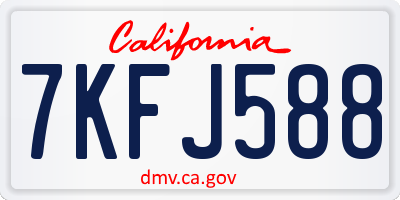 CA license plate 7KFJ588
