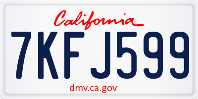 CA license plate 7KFJ599