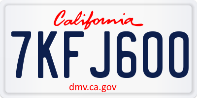 CA license plate 7KFJ600
