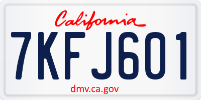 CA license plate 7KFJ601