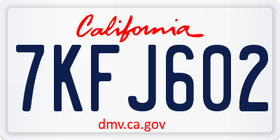 CA license plate 7KFJ602
