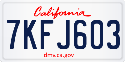 CA license plate 7KFJ603