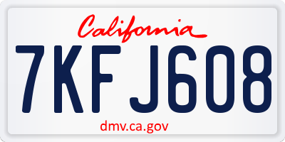 CA license plate 7KFJ608