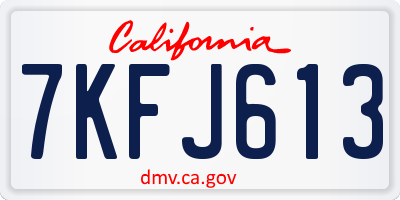 CA license plate 7KFJ613