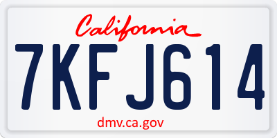 CA license plate 7KFJ614