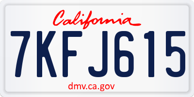 CA license plate 7KFJ615