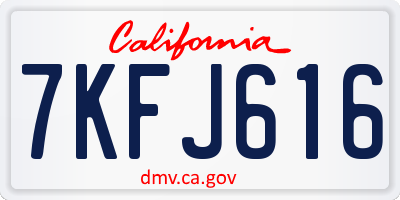 CA license plate 7KFJ616