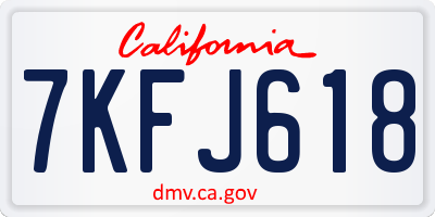 CA license plate 7KFJ618