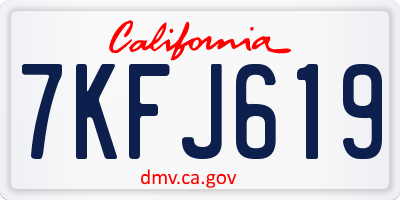 CA license plate 7KFJ619