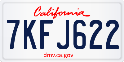CA license plate 7KFJ622