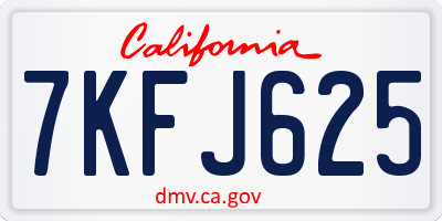 CA license plate 7KFJ625