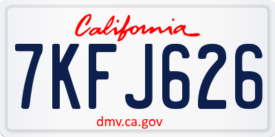CA license plate 7KFJ626