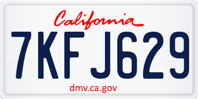 CA license plate 7KFJ629
