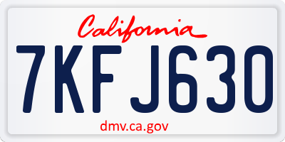 CA license plate 7KFJ630