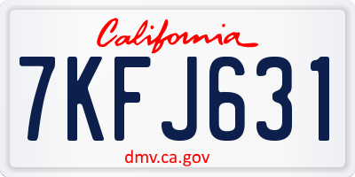 CA license plate 7KFJ631