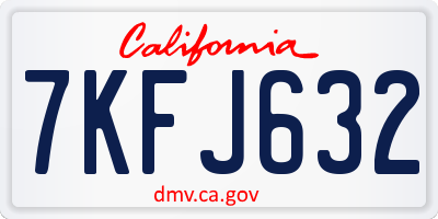 CA license plate 7KFJ632