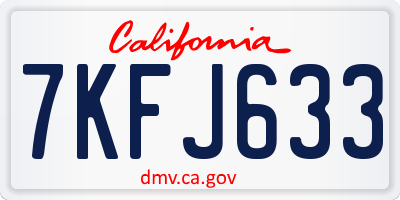 CA license plate 7KFJ633