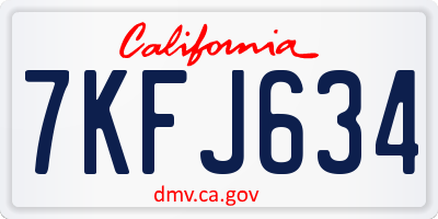 CA license plate 7KFJ634