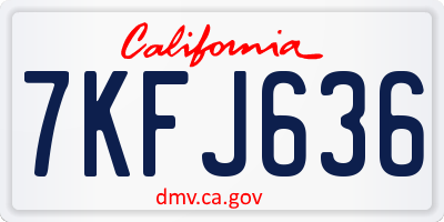 CA license plate 7KFJ636
