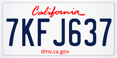 CA license plate 7KFJ637