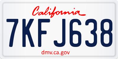 CA license plate 7KFJ638