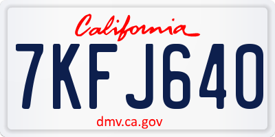 CA license plate 7KFJ640