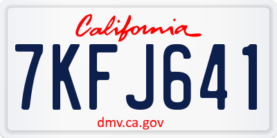 CA license plate 7KFJ641