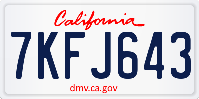CA license plate 7KFJ643