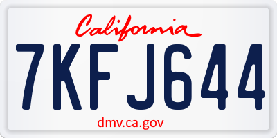 CA license plate 7KFJ644