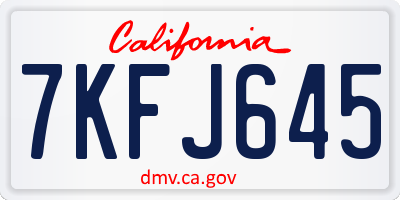 CA license plate 7KFJ645