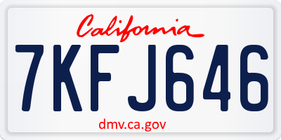 CA license plate 7KFJ646
