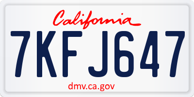 CA license plate 7KFJ647