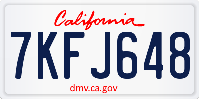 CA license plate 7KFJ648