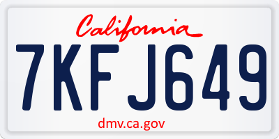 CA license plate 7KFJ649