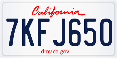 CA license plate 7KFJ650
