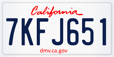 CA license plate 7KFJ651