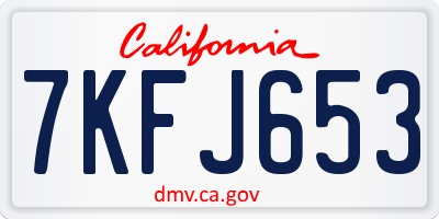 CA license plate 7KFJ653