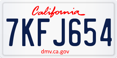 CA license plate 7KFJ654