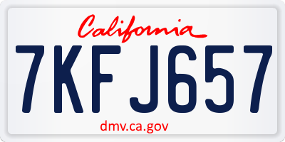 CA license plate 7KFJ657