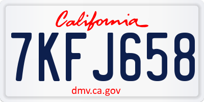 CA license plate 7KFJ658