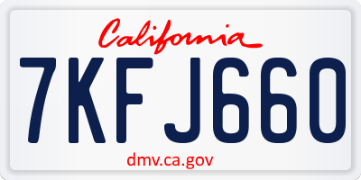 CA license plate 7KFJ660